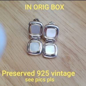 New Vtg boxed 925 Sterling Pearl Preserved Earrings Ecclissi 1990s